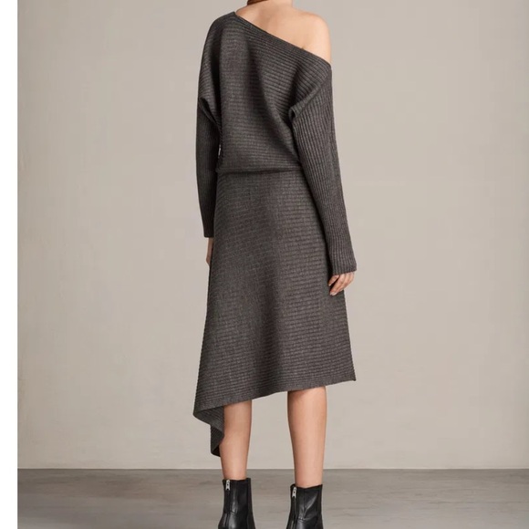 All Saints Charcoal Asymmetrical Eva dress - Picture 7 of 12